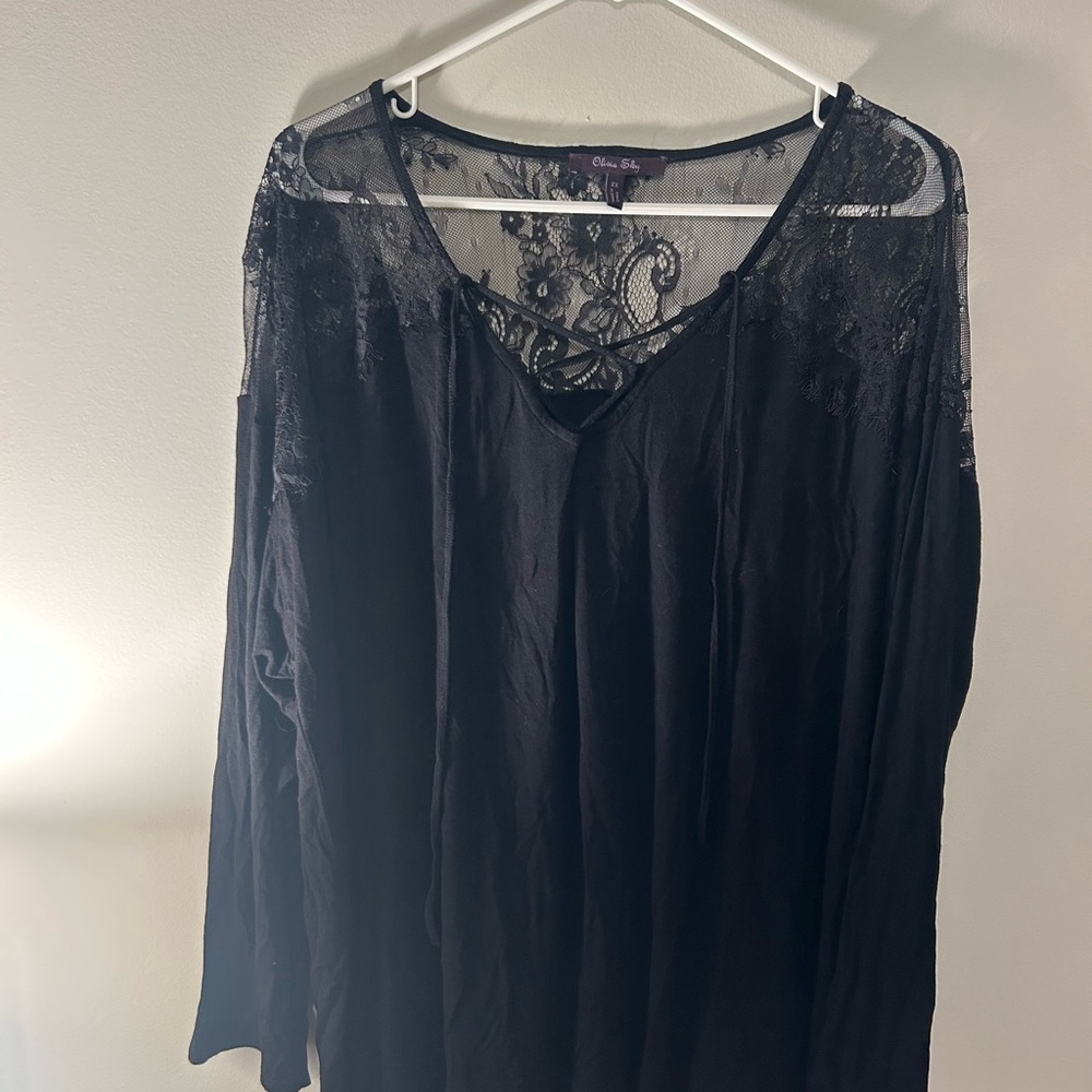 Olivia Sky Black Lace Top